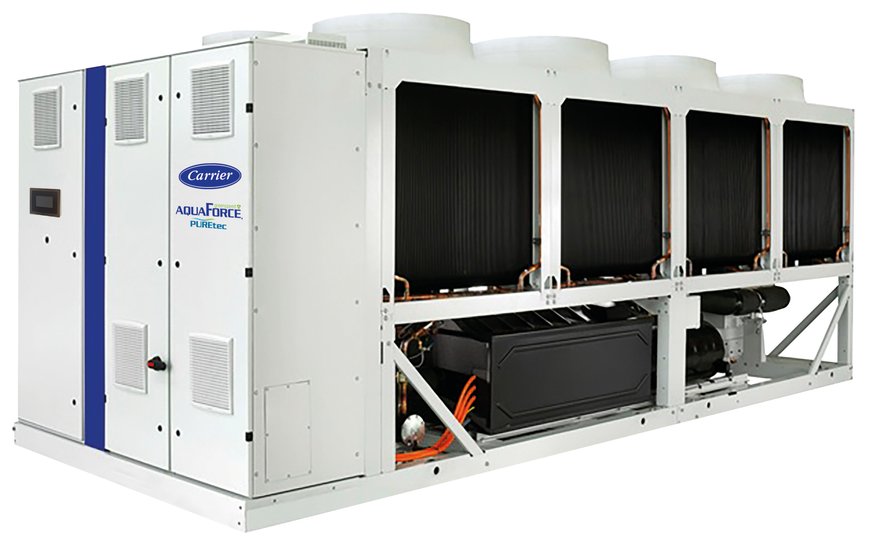 Carrier‘s effizientester drehzahlgeregelter luftgekühlter Schrauben-Flüssigkeitskühler ist jetzt als HFO-Version erhältlich